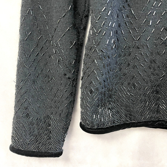 VTG Marisa Christina Cardigan Sweater Womens Medium Lambswool Angora Beaded Glam - Picture 3 of 6